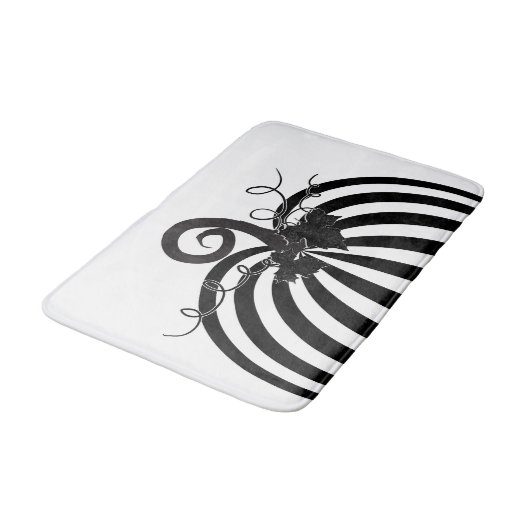 Zwart & Wit Gestreepte Pompoen Chique Herfst Herfs Badmat (Gekanteld)