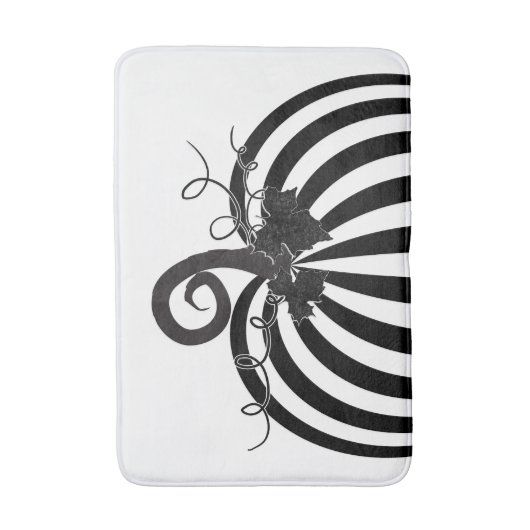 Zwart & Wit Gestreepte Pompoen Chique Herfst Herfs Badmat (Voorkant Verticaal)