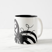 Zwart & Wit Gestreepte Pompoen Chique Herfst Herfs Tweekleurige Koffiemok (Voorkant rechts)