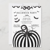 Zwart Wit Gestreepte Pompoen & Vleermuizen Hallowe Kaart (Voorkant)