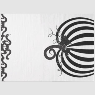 Zwart Wit Gestreepte Pompoen & Vleermuizen Hallowe Tissuepapier