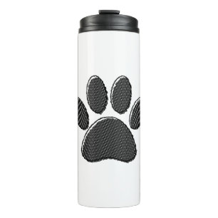 Zwart-wit gestreepte pootafdruk van een puppy thermosbeker