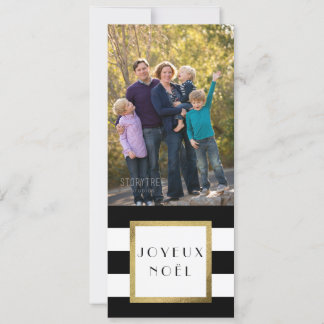 Zwart-wit gestreepte "Prettig Kerstfeest" foto Ker Feestdagenkaart