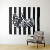 Zwart & Wit gestreepte Pretty Sugar Skull meisje Wandkleed (In Situ (horizontaal))