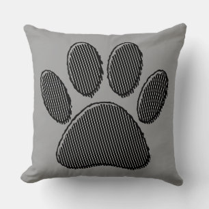 Zwart-wit gestreepte puppy pootafdruk Worp Kussen