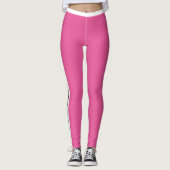 Zwart-wit gestreepte roze leggingen leggings (Voorkant)