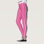Zwart-wit gestreepte roze leggingen leggings (Links)
