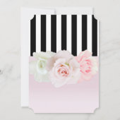 Zwart & Wit Gestreepte Roze Rozen Bruidsdouche Kaart (Achterkant)