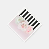 Zwart & Wit Gestreepte Roze Rozen Bruidsdouche Servet (Hoek)