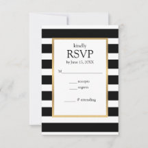 Zwart-wit gestreepte RSVP-kaart