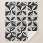 Zwart & Wit Gestreepte Spiraal Doos Herhaal Patroo Sherpa Deken (Voorkant)