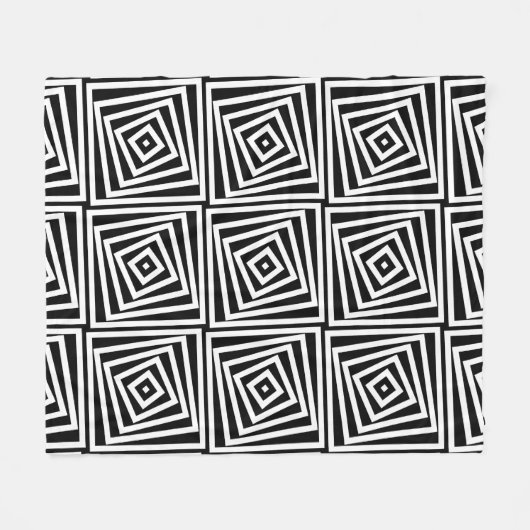 Zwart & Wit Gestreepte Spiral Box Patroon Fleece Deken (Voorkant (Horizontaal))
