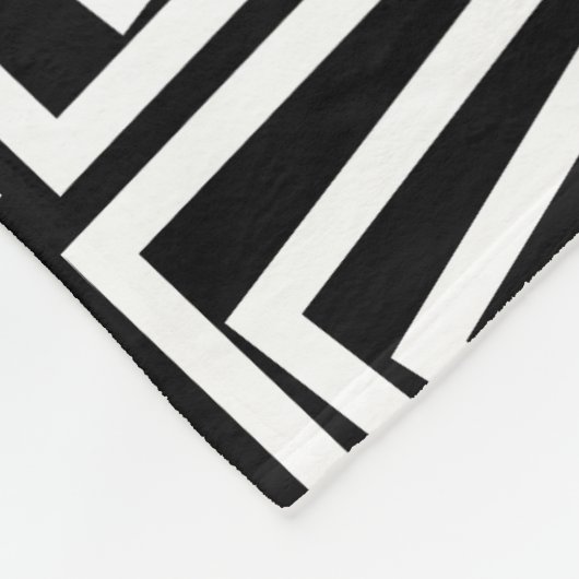 Zwart & Wit Gestreepte Spiral Box Patroon Fleece Deken (Hoek)