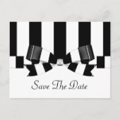 Zwart-wit gestreepte trouwklassieker aankondigingskaart (Voorkant)