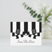 Zwart-wit gestreepte trouwklassieker aankondigingskaart (Staand voorkant)
