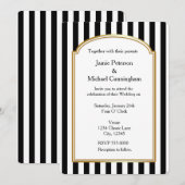 Zwart Wit Gestreepte Verticale Huwelijksuitnodigin Kaart (Voorkant / Achterkant)