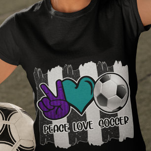Zwart-wit gestreepte Vrede Liefde Voetbal T-shirt