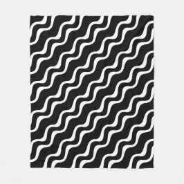 Zwart-wit Gestreepte Wave Ripple Pattern Flee Fleece Deken