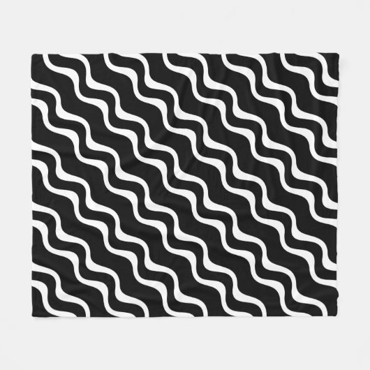 Zwart-wit Gestreepte Wave Ripple Pattern Flee Fleece Deken (Voorkant (Horizontaal))