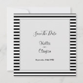 Zwart/wit gestreepte wedding save the date in lijs (Voorkant)