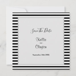 Zwart/wit gestreepte wedding save the date in lijs