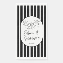 Zwart Wit Gestreepte Whimsical Bruiloft Servet