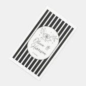 Zwart Wit Gestreepte Whimsical Bruiloft Servet (Hoek)