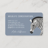 Zwart-wit gestreepte Zebra blauw Visitekaartje (Achterkant)