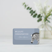 Zwart-wit gestreepte Zebra blauw Visitekaartje (Staand voorkant)