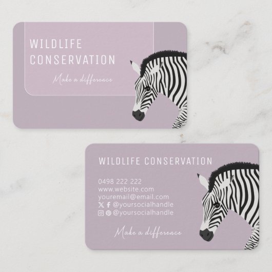 Zwart-wit gestreepte Zebra roze Visitekaartje (Voorkant / Achterkant)