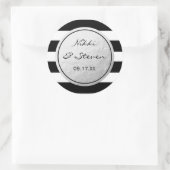 Zwart & Wit Gestreepte Zilveren Folie Sticker Labe (Tas)