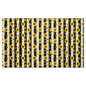 Zwart-wit gestreepte zonnebloem stof (Fat Quarter)