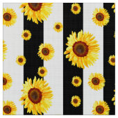 Zwart-wit gestreepte zonnebloem stof (Close Up)