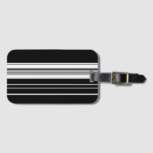 Zwart wit gestript bagagelabel (Voorkant (horizontaal))