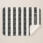 Zwart wit gestript elegant monogram ontwerp sherpa deken (Voorkant (horizontaal))