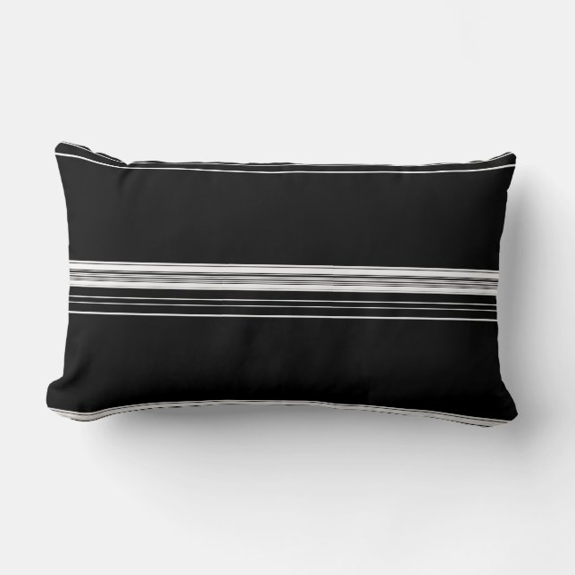 Zwart wit gestript kussen (Voorkant)