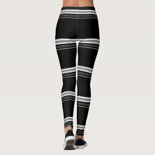 Zwart wit gestript leggings (Achterkant)