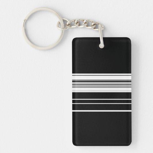 Zwart wit gestript sleutelhanger (Voorkant)