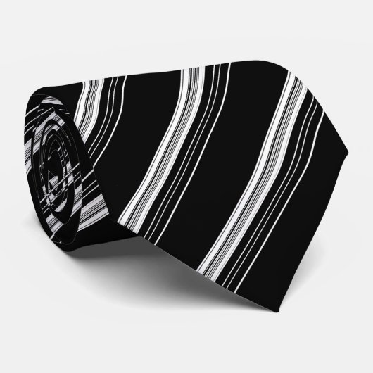 Zwart wit gestript stropdas (Opgerold)