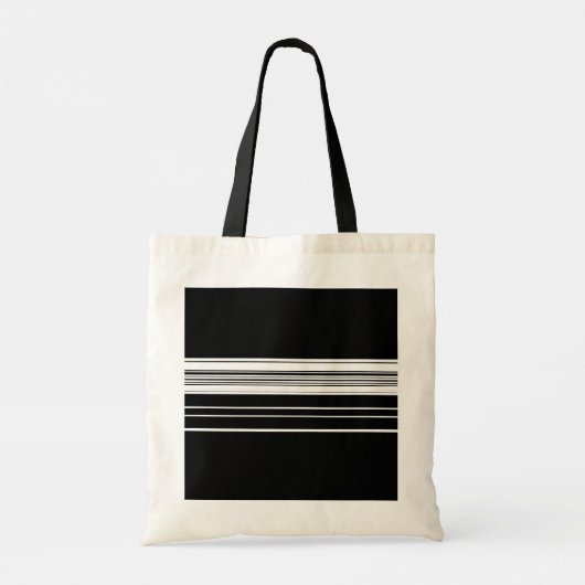 Zwart wit gestript tote bag (Achterkant)