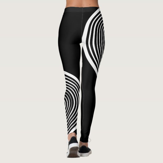 Zwart-wit gestripte Leggings (Achterkant)