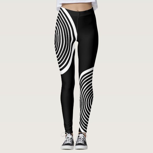 Zwart-wit gestripte Leggings (Voorkant)