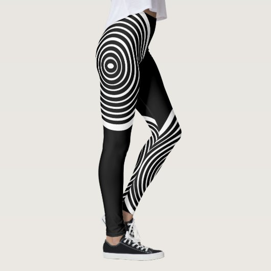 Zwart-wit gestripte Leggings (Rechts)