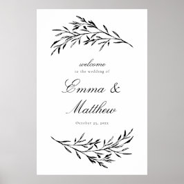 Zwart & Wit gestyled hooiveld bruiloft welkom Poster
