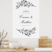 Zwart & Wit gestyled hooiveld bruiloft welkom Poster (Keuken)