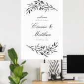Zwart & Wit gestyled hooiveld bruiloft welkom Poster (Thuiskantoor)