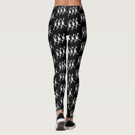 Zwart wit gesynchroniseerd draaiend leggings (Achterkant)