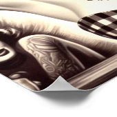zwart-wit getatoeëerde pin-up tekening poster (Hoek)
