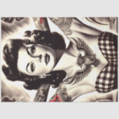 zwart-wit getatoeëerde pin-up tekening tissuepapier (Voorkant)