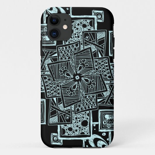 Zwart-wit getextureerd lijnontwerp Case-Mate iPhone case (Achterkant)